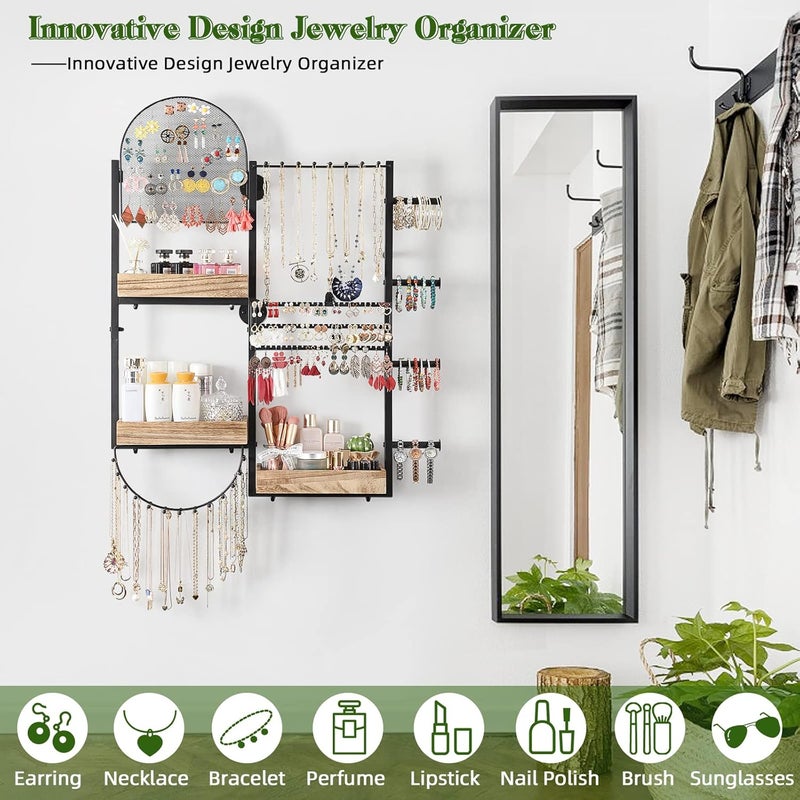 Keebofly Large Jewelry Organizer - Big Wall Mount Hanging Jewelry Holder Display for Earrings, Rings, Necklaces, Bracelets, Makeup, Perfume & Watches - Image 5